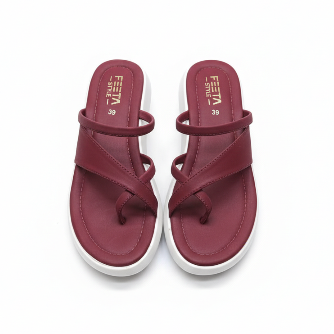 Maroon EaseWalk Toe-Ring Slippers