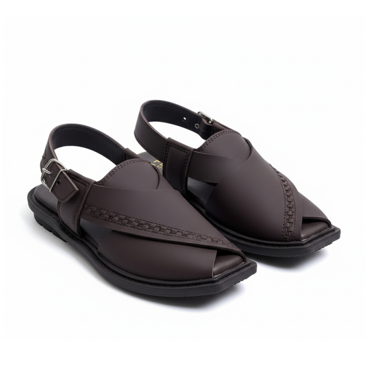 Men Peshawari Chappal Brown 7026-7
