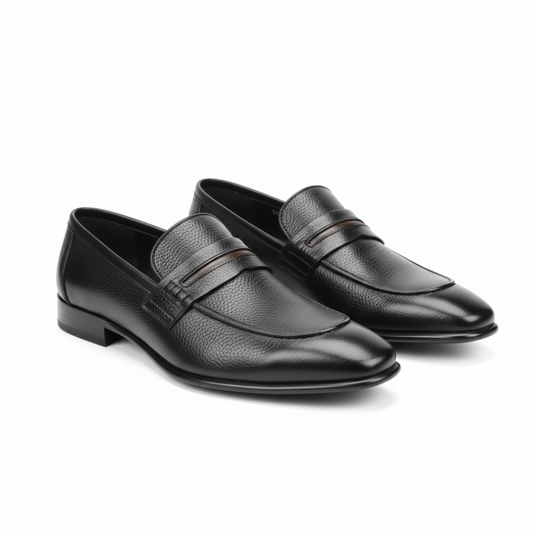 Leather Penny Loafers Black -2012