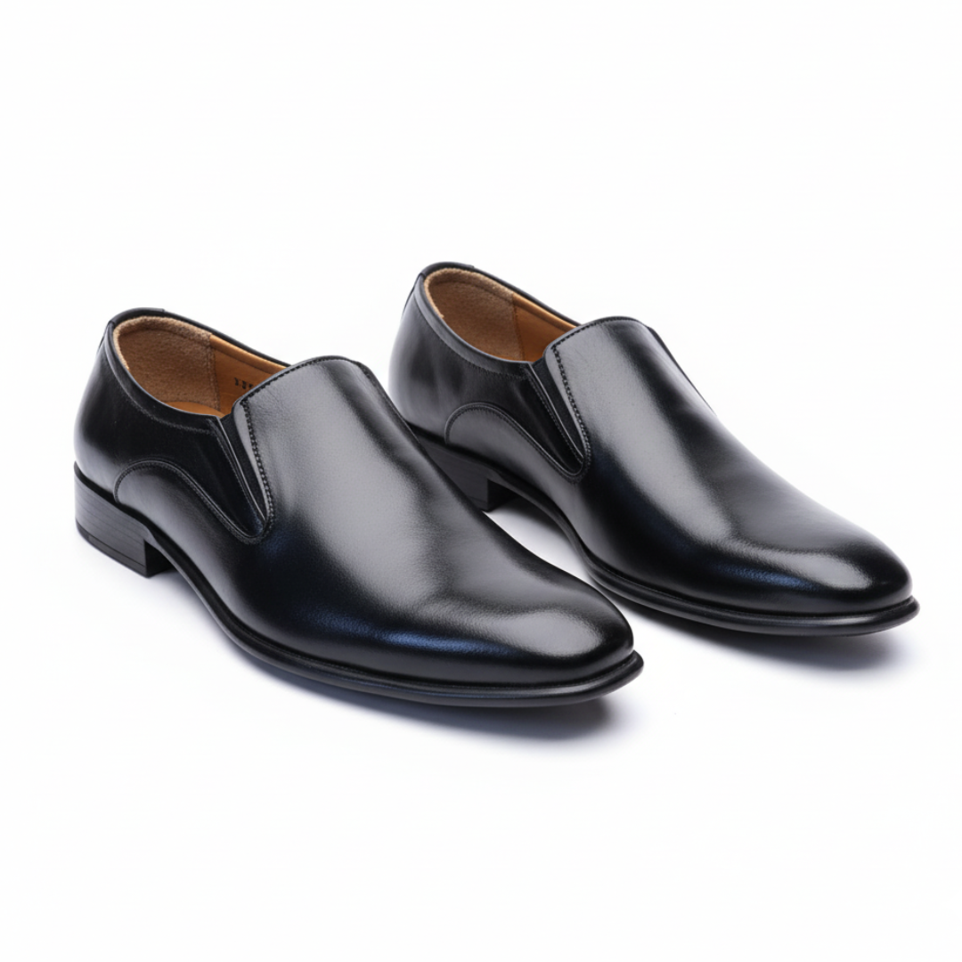Black Formal Leather Slip-Ons -2079