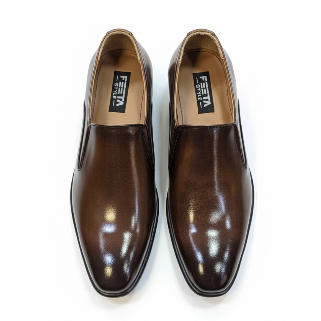 Brown Formal Leather Slip-Ons -2079