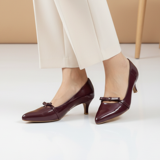 Cherry Red Bow Court Shoes