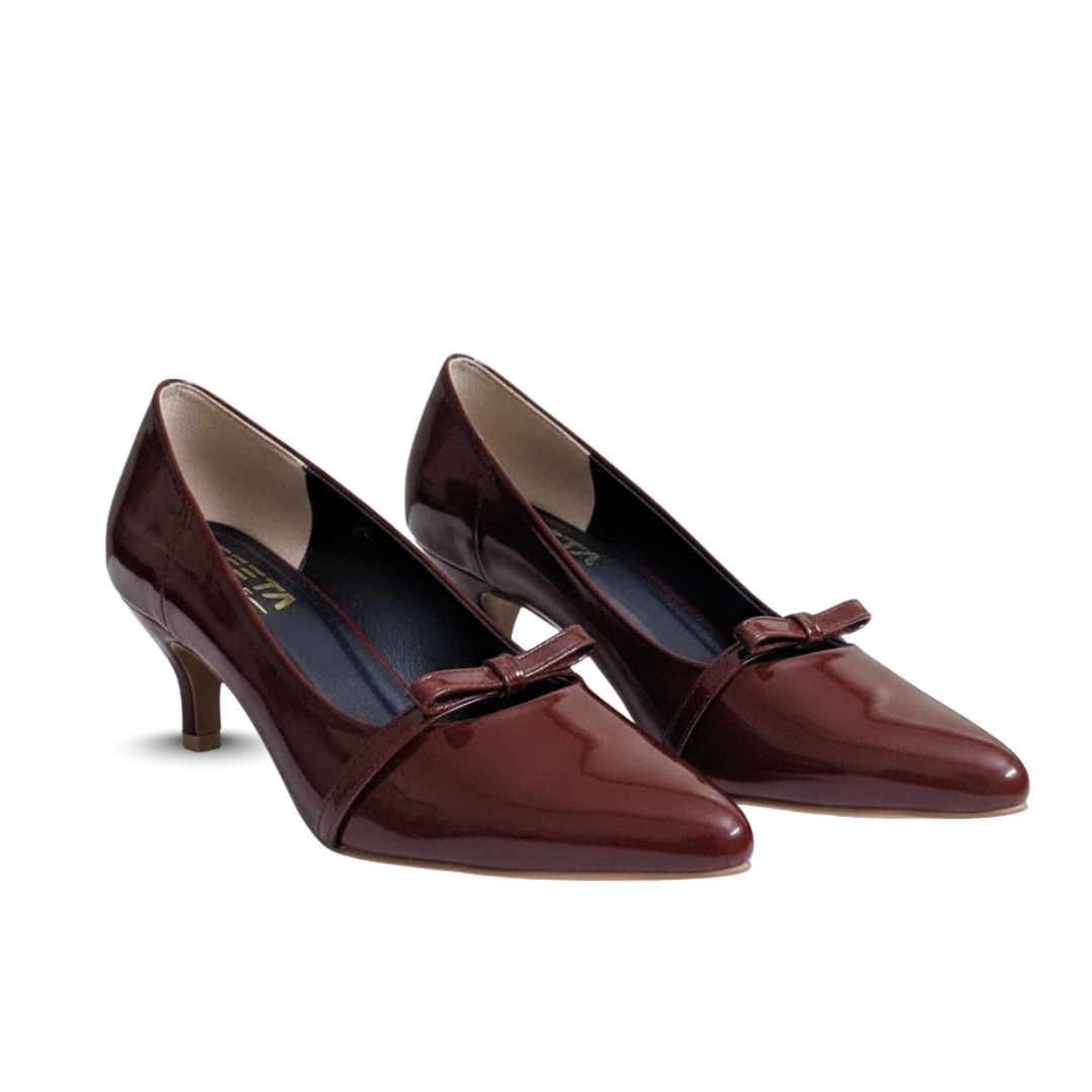 Cherry Red Bow Court Shoes 647-7