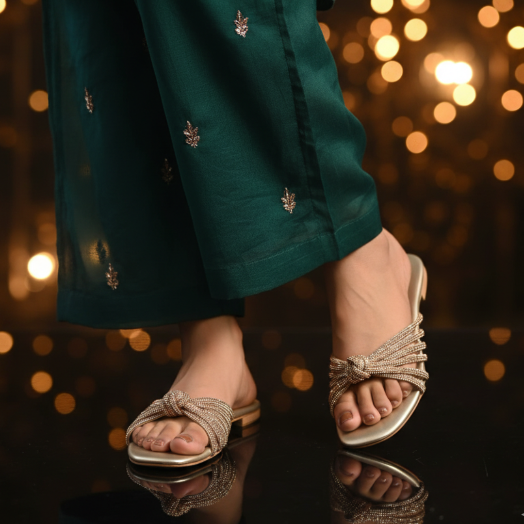 Eterna Spark Knot Slide Flats - Golden 313-7