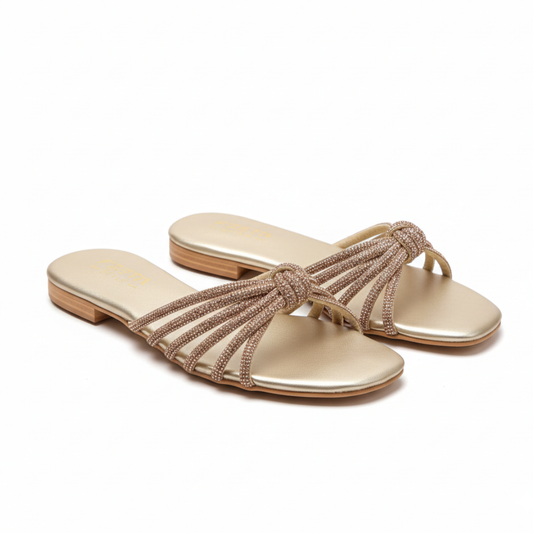 Eterna Spark Knot Slide Flats - Golden 313-7