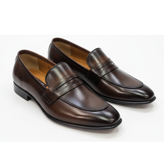 Men Leather Moccassin T-Brown - 2013