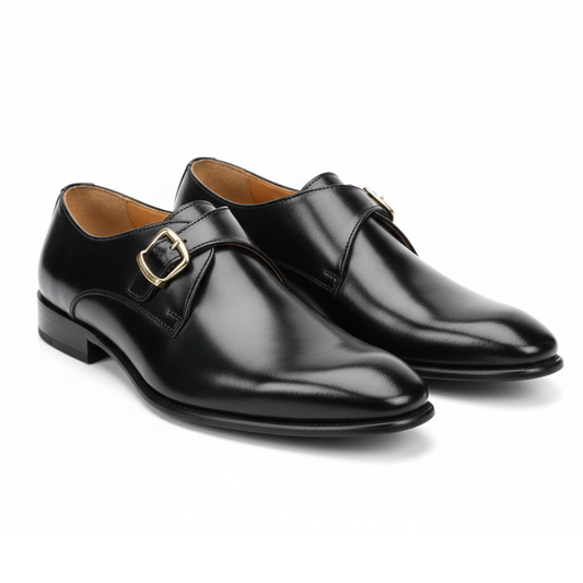 Single Monk Strap Leather Black- 2080