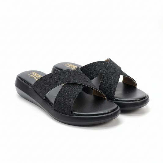 Black Comfy Casual Slippers 472-7