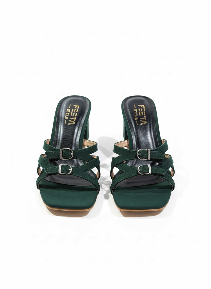 Emerald Buckle Heels - Green – 420-7