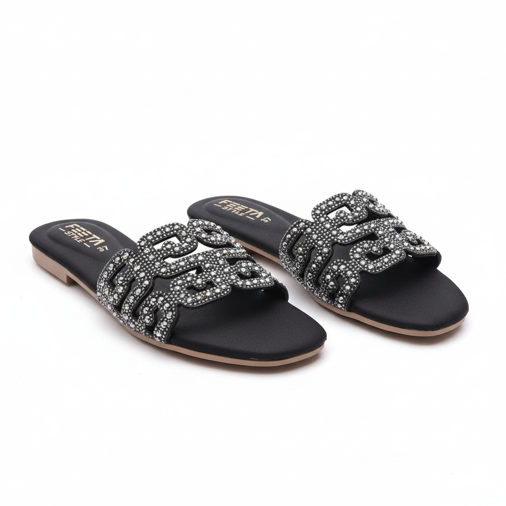 Black Urban Gleam Slipper