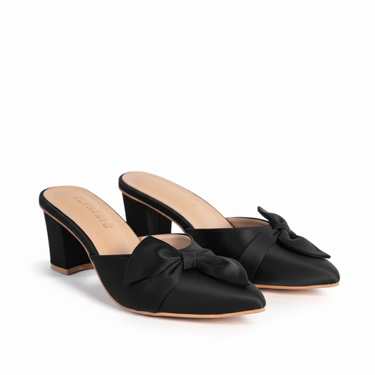 Black Formal Block Heel Pumps 651-7