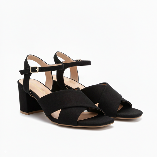 Black Cross Strap Sandals - 828-7