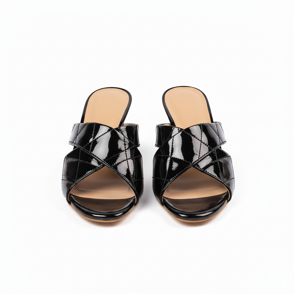 Black Crisscross Mule Heels 405-7