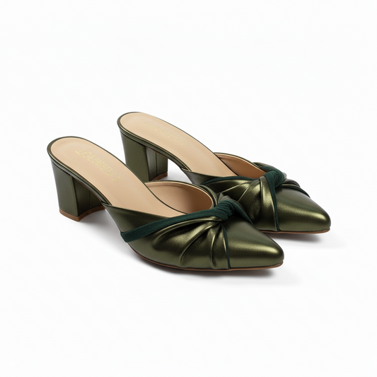 Emerald Luxe Knotted Block Heels – 447-7