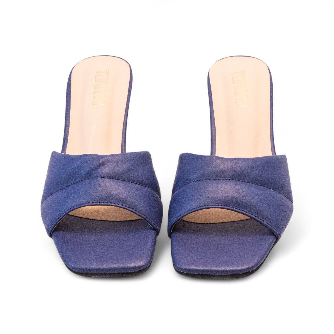 Blue Open Kitten Heel Slippers 448-7