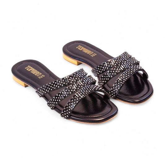 Black Ladies Formal Slippers 325-7