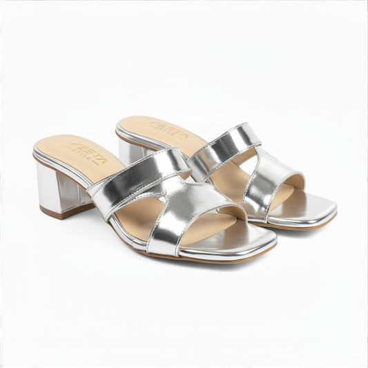 Zaria Silver Glam Block Heels 455-7