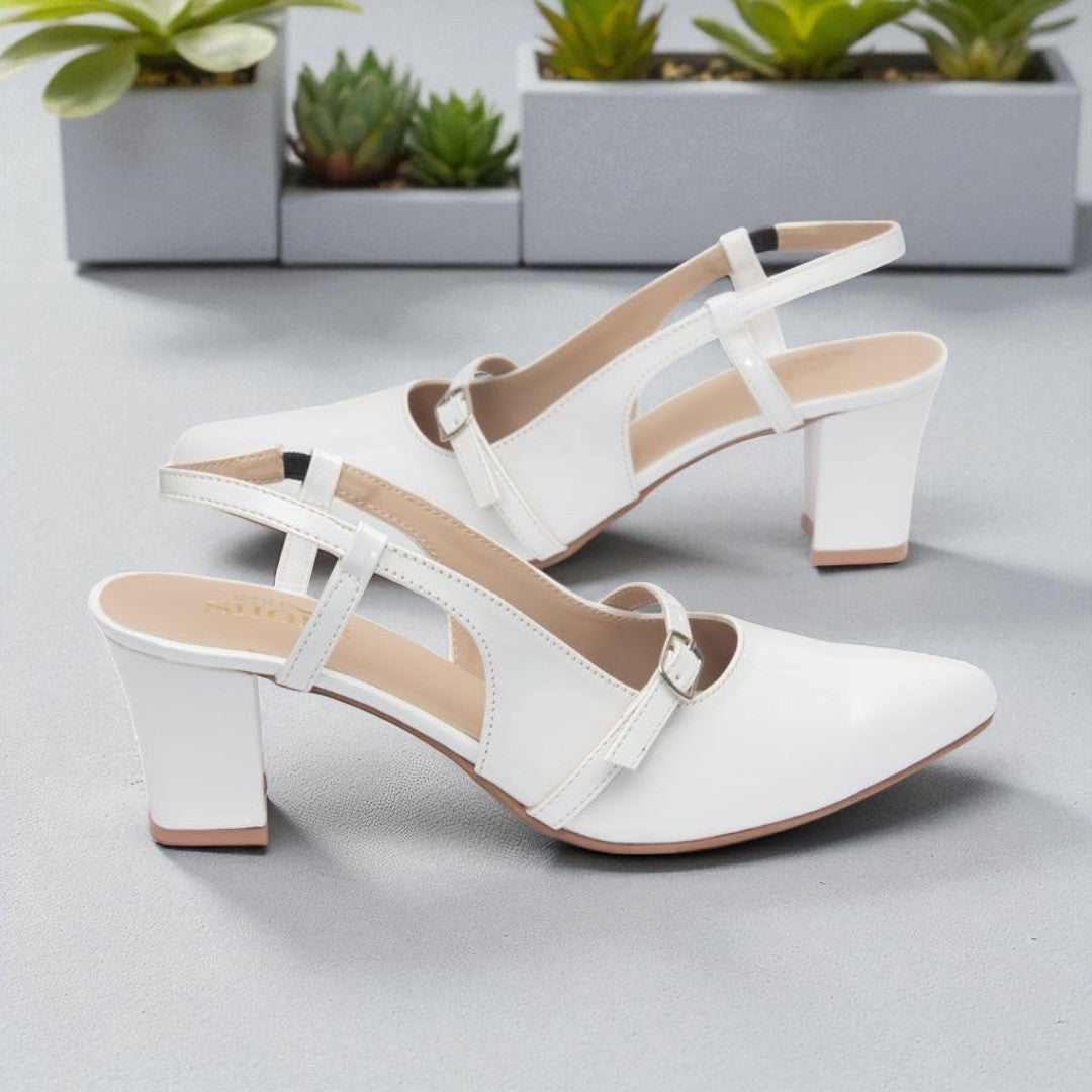 Snow White Closed Toe Heel Slingbacks 838-7
