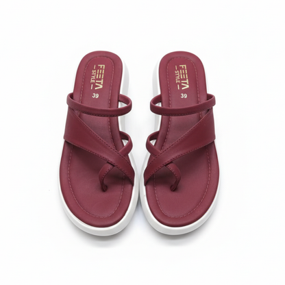 Maroon EaseWalk Toe-Ring Slippers