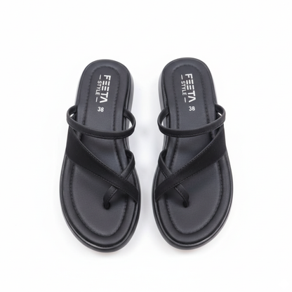 Black EaseWalk Toe-Ring Slippers