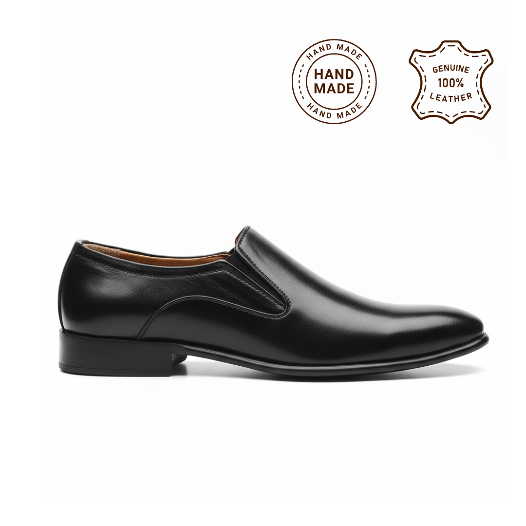 Black Formal Leather Slip-Ons -2079