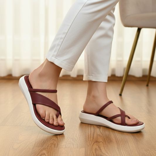 Maroon EaseWalk Toe-Ring Slippers