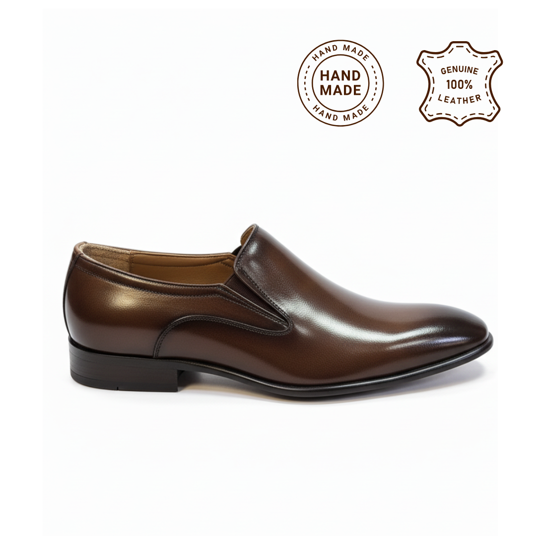 Brown Formal Leather Slip-Ons -2079