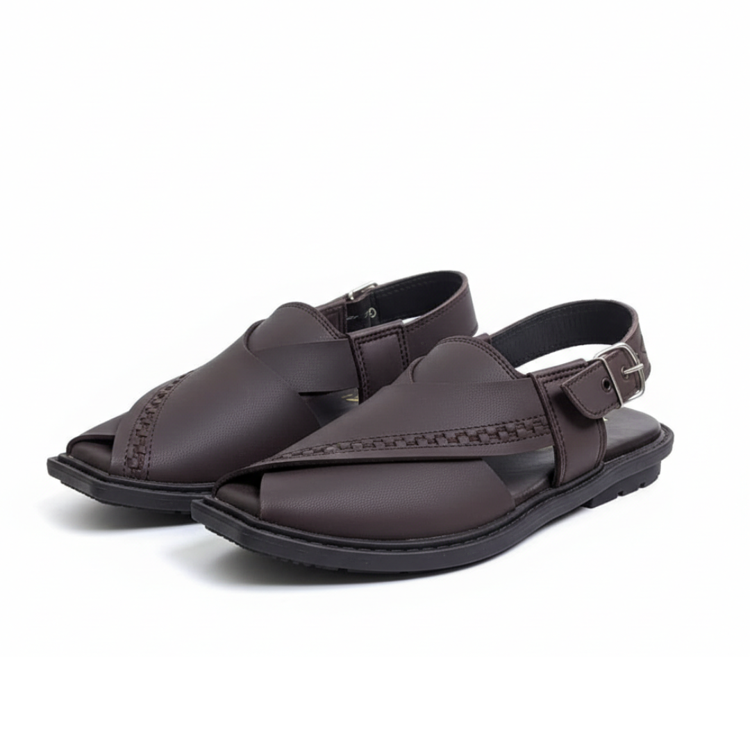Men Peshawari Chappal Brown 7026-7