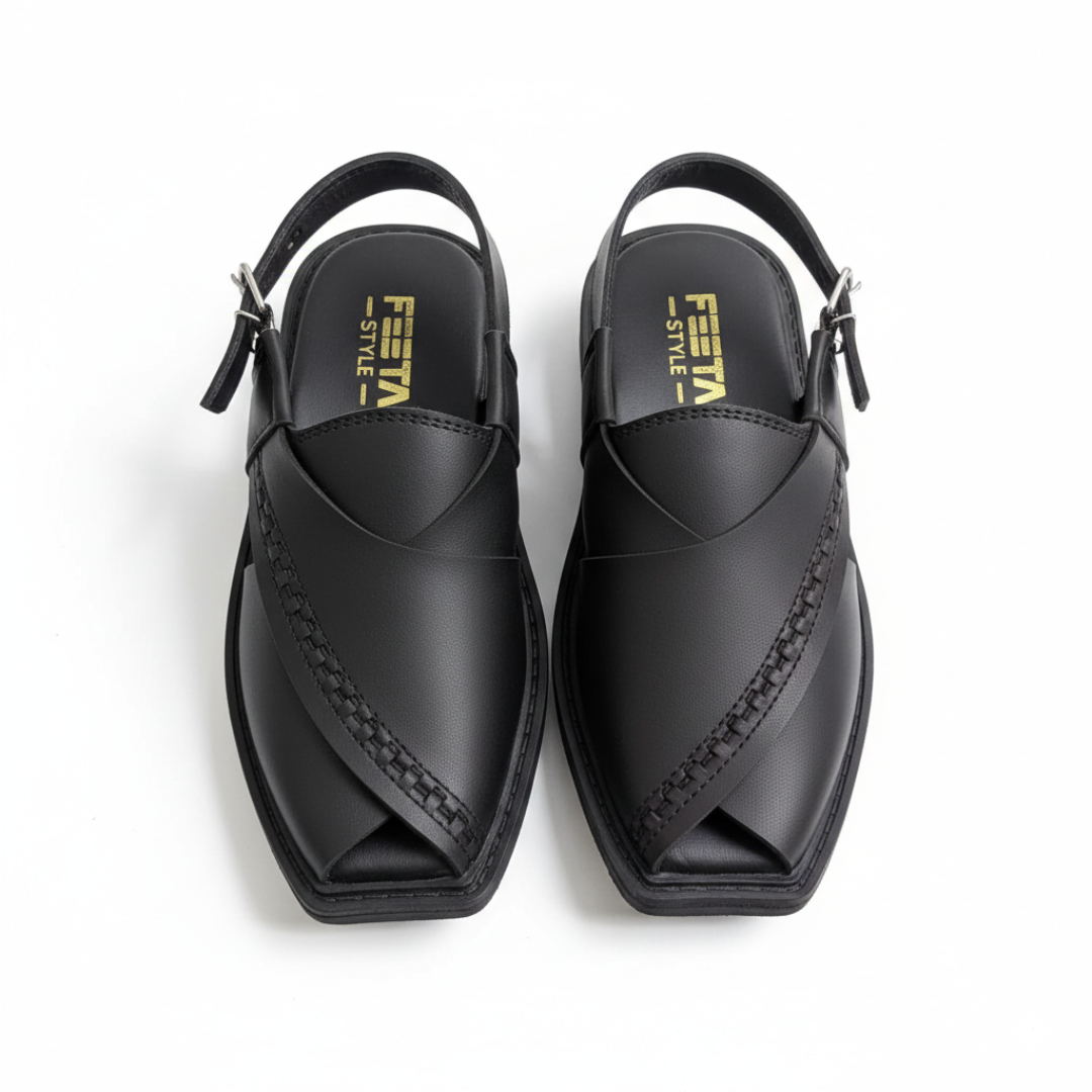 Men Peshawari Chappal Black 7026-8