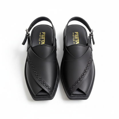 Men Peshawari Chappal Black 7026-8