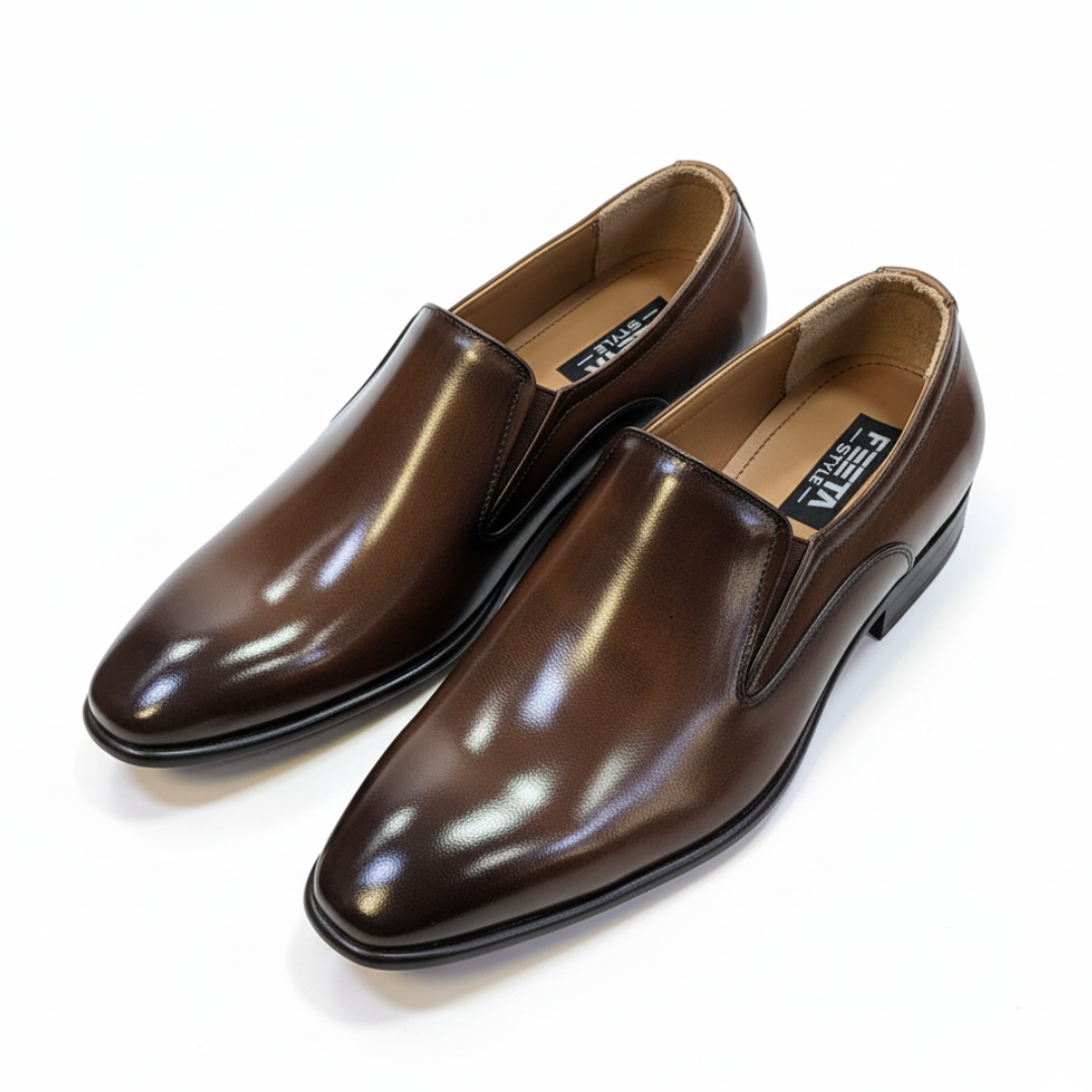 Brown Formal Leather Slip-Ons -2079