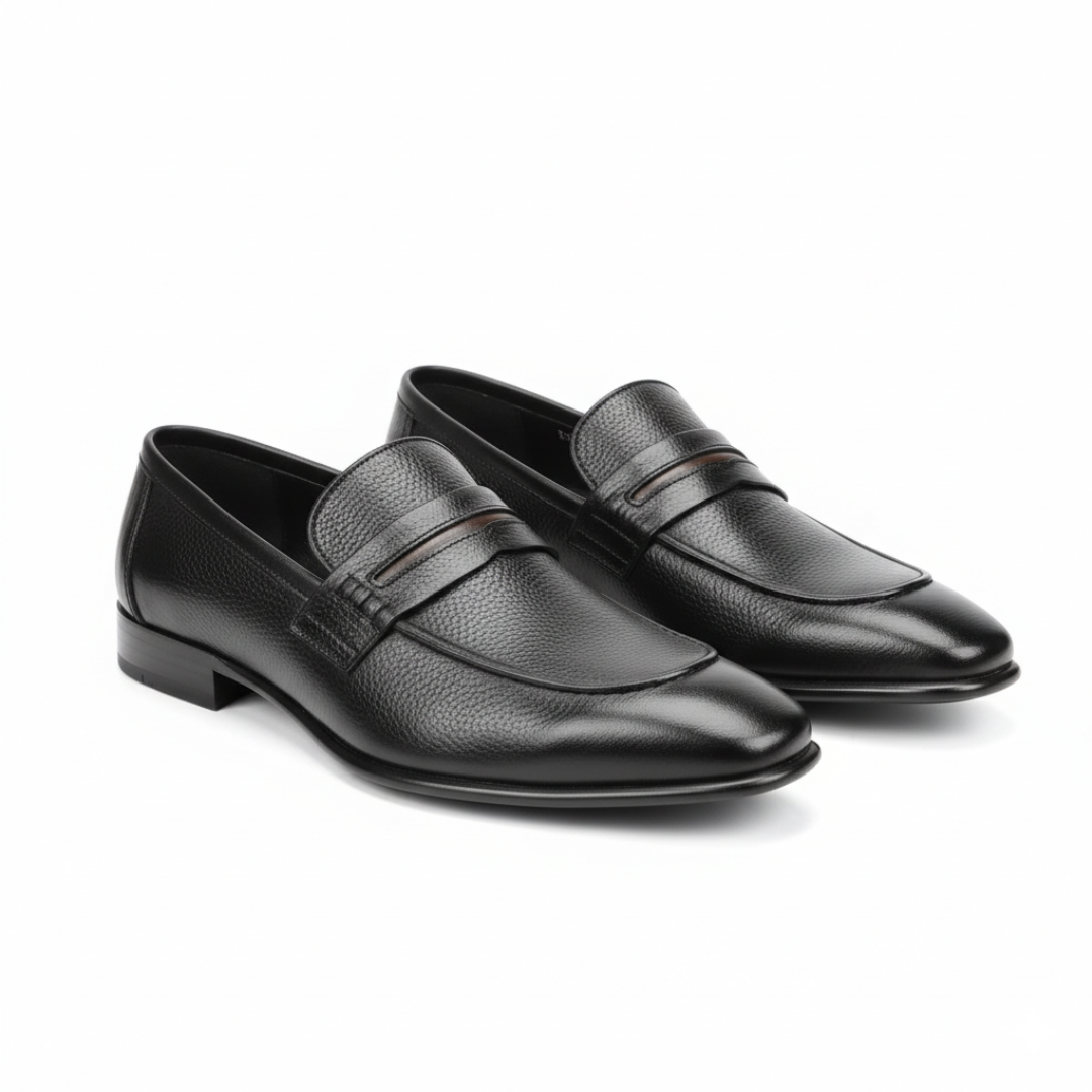 Leather Penny Loafers Black -2012