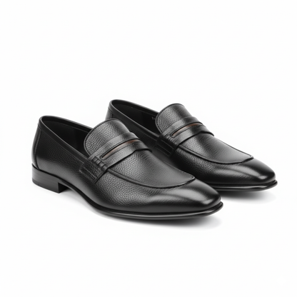 Leather Penny Loafers Black -2012