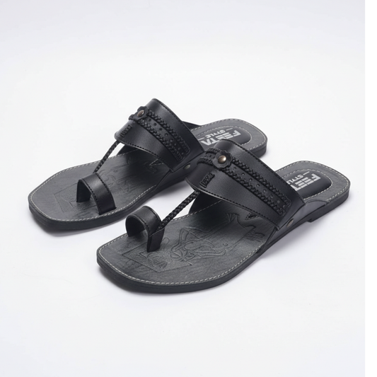 Men Black Kolhapuri Chappal KL001-8