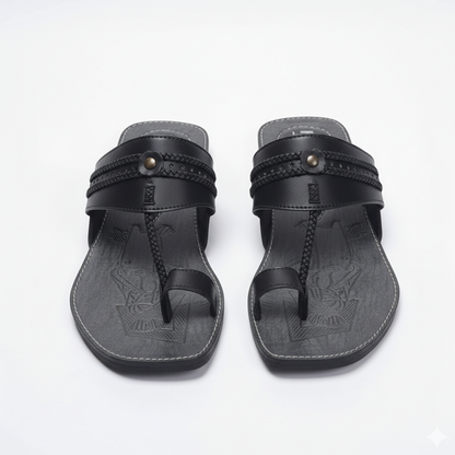 Men Black Kolhapuri Chappal KL001-8