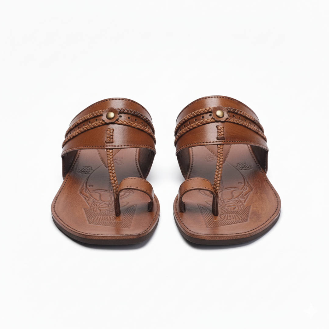 Men Mustard Kolhapuri Chappal