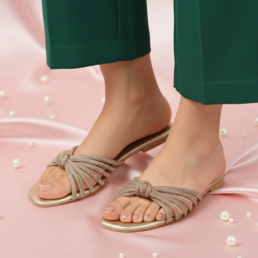 Eterna Spark Knot Slide Flats - Golden 313-7