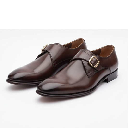 Single Monk Strap Leather Brown- 2080