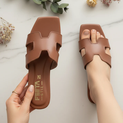 H Style Flat Slippers - Mustard 338-7