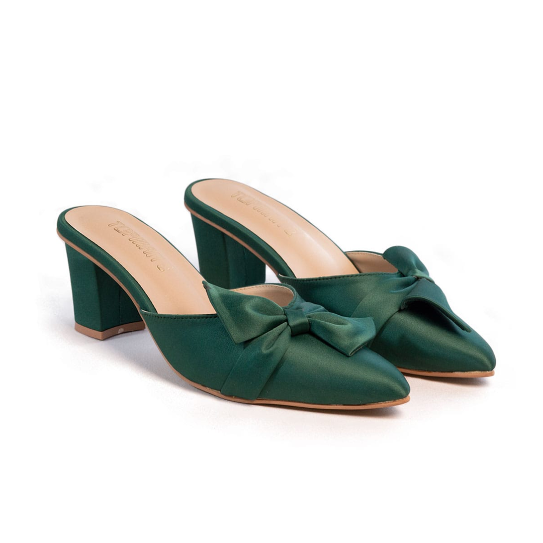 Green Formal Block Heel Pumps 651-7