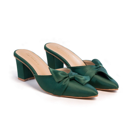 Green Formal Block Heel Pumps 651-7