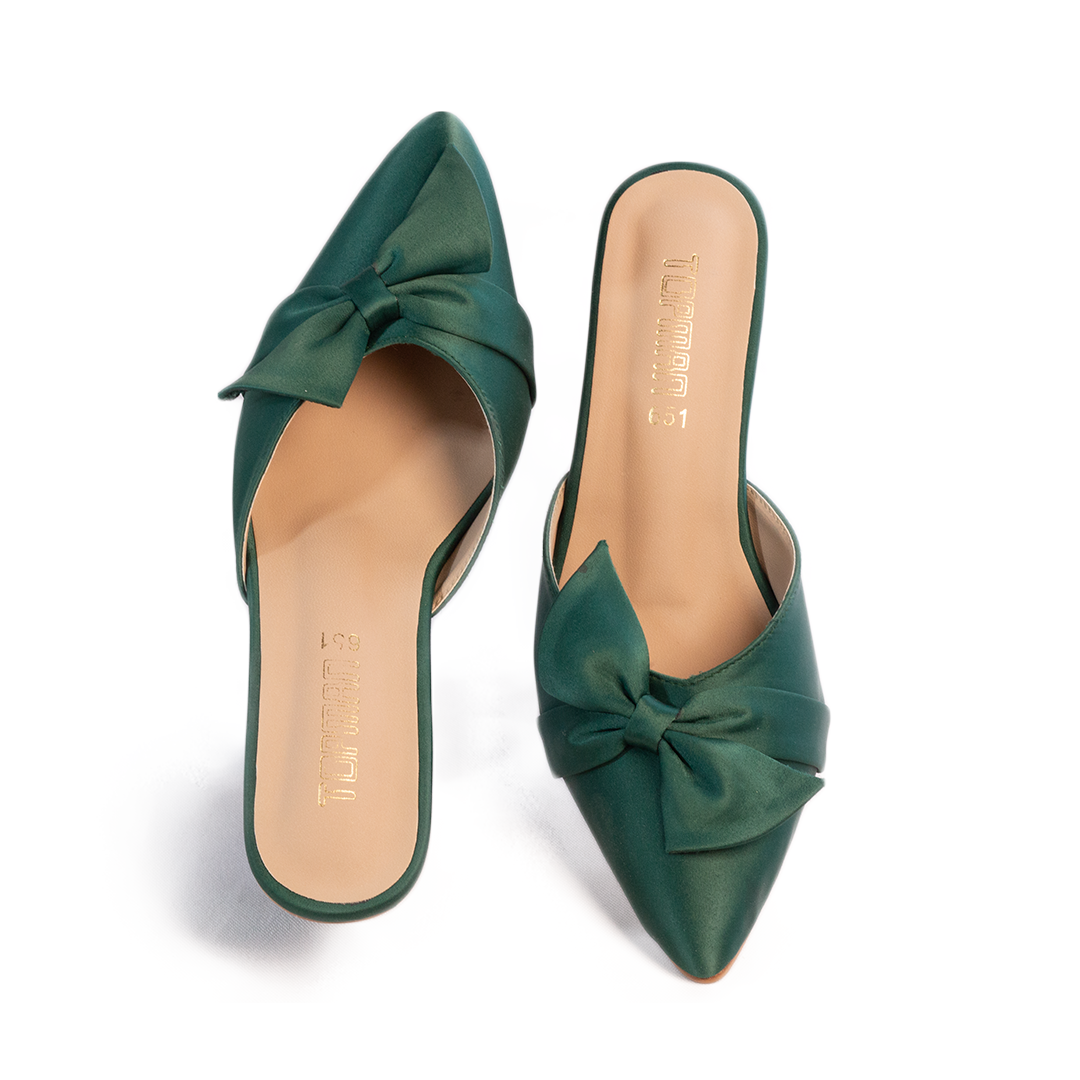 Green Formal Block Heel Pumps 651-7