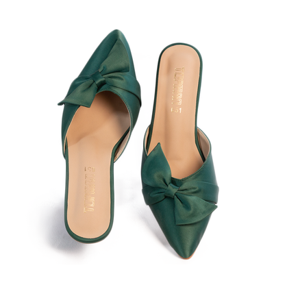 Green Formal Block Heel Pumps 651-7