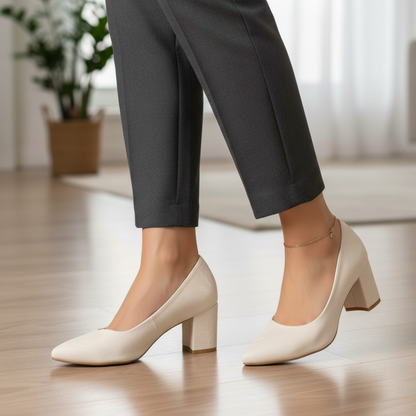 Elegant Off White Court Shoes - 645-7