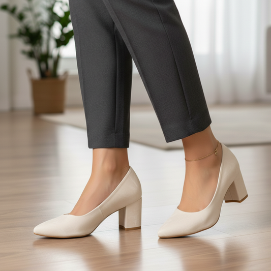 Elegant Off White Court Shoes - 645-7