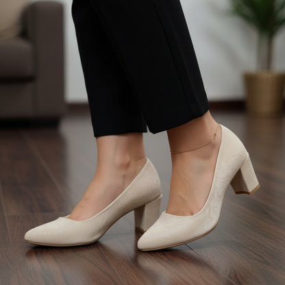 Elegant Off White Court Shoes - 645-7