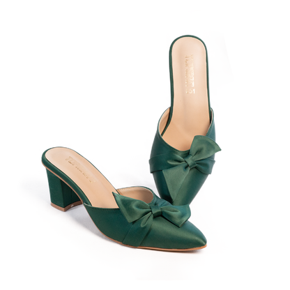 Green Formal Block Heel Pumps 651-7