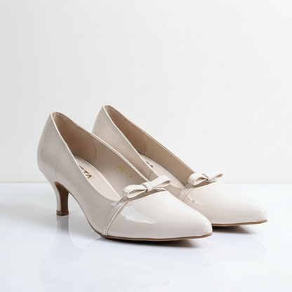 Cream White Bow Court Shoes 647-7