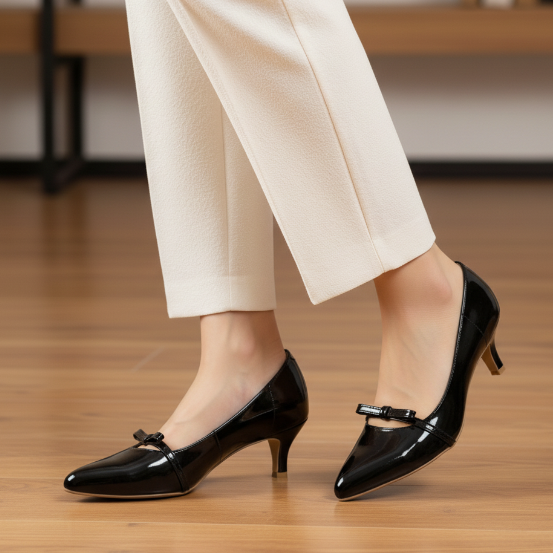 Black Bow Court Shoes