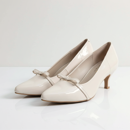 Cream White Bow Court Shoes 647-7
